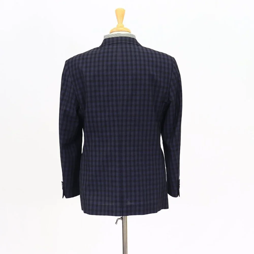Calibrate 44R Blue Check 2-Button Sport Coat Blazer Jacket T136